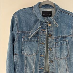 Who what wear denim jacket with tie-able collar